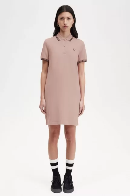 Fred Perry Twin Tipped Shirt Women’s Dress Dark Pink Whisky Brown | YNCBG8725