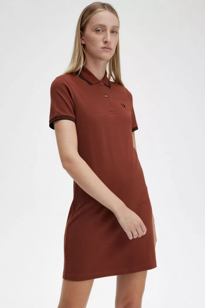 Fred Perry Twin Tipped Shirt Women’s Dress Whisky Brown Black | VWRLH6189