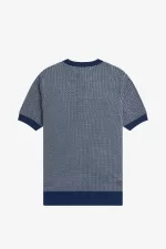 Fred Perry Two Colour Texture Knit Men’s Shirt French Navy | EXSBO6342