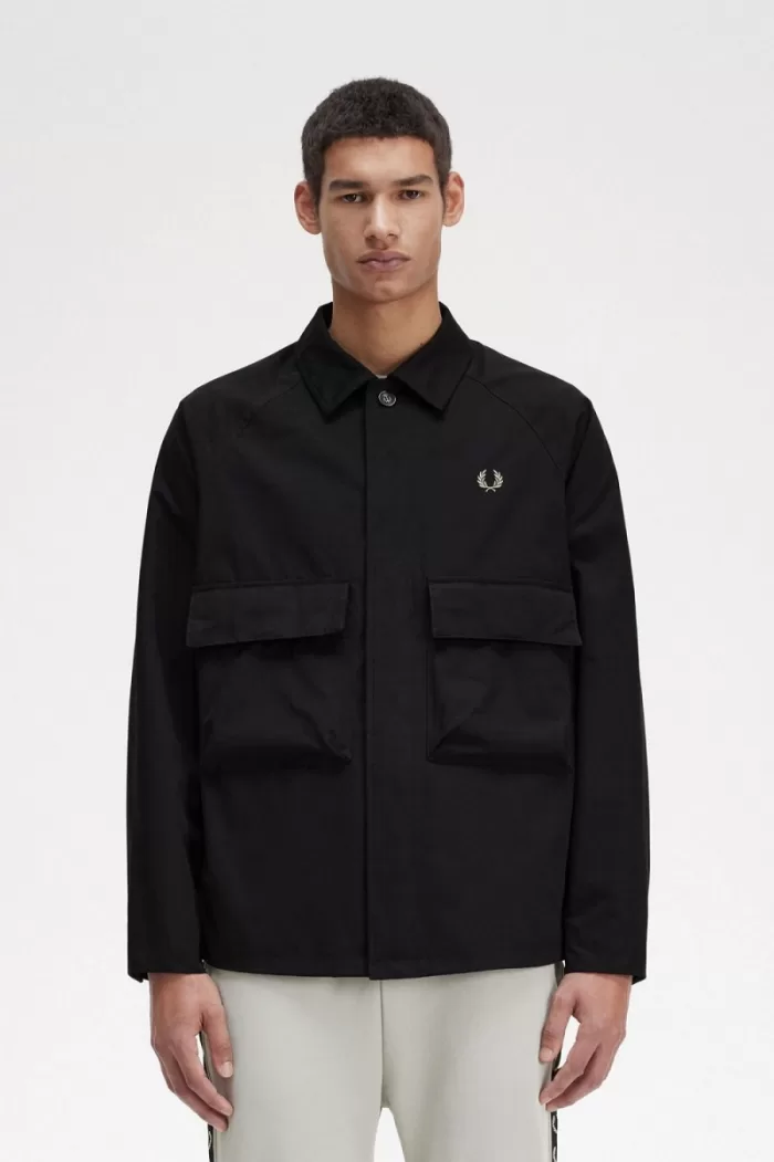 Fred Perry Utility Men’s Shirt Black | QOGWA5194