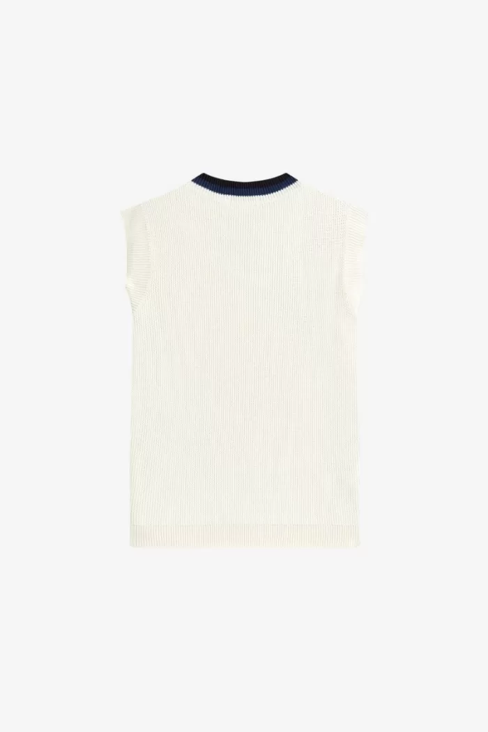 Fred Perry V-Neck Knitted Men’s Tanks Beige | RTXLO0615