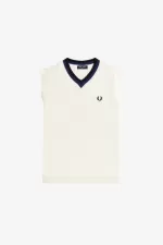 Fred Perry V-Neck Knitted Men’s Tanks Beige | RTXLO0615