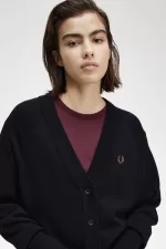 Fred Perry V-Neck Women’s Cardigan Navy | NATYV3458