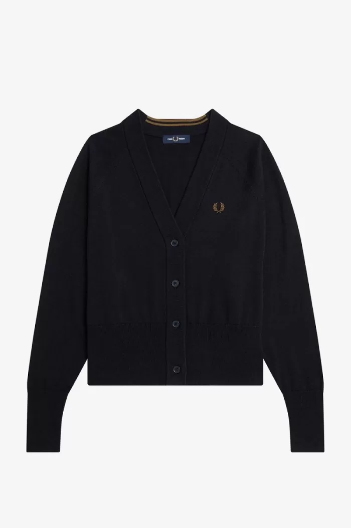 Fred Perry V-Neck Women’s Cardigan Navy | NATYV3458