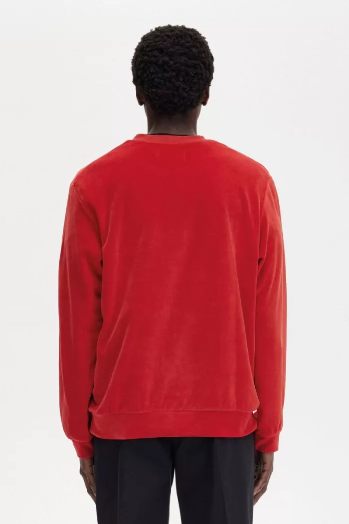 Fred Perry Velour Men’s Sweatshirts Red | HAZRX6748