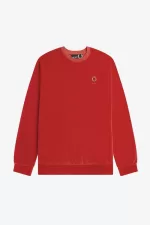 Fred Perry Velour Men’s Sweatshirts Red | HAZRX6748