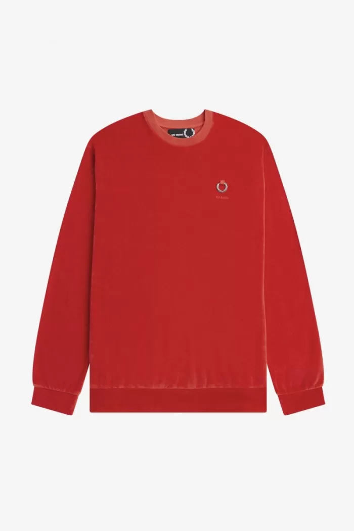 Fred Perry Velour Men’s Sweatshirts Red | HAZRX6748