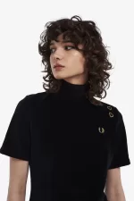 Fred Perry Velour Women’s T-Shirt Black | ZUDVG1047