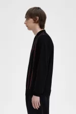 Fred Perry Vertical Stripe Knitted Men’s Shirt Black | GJTCI4875