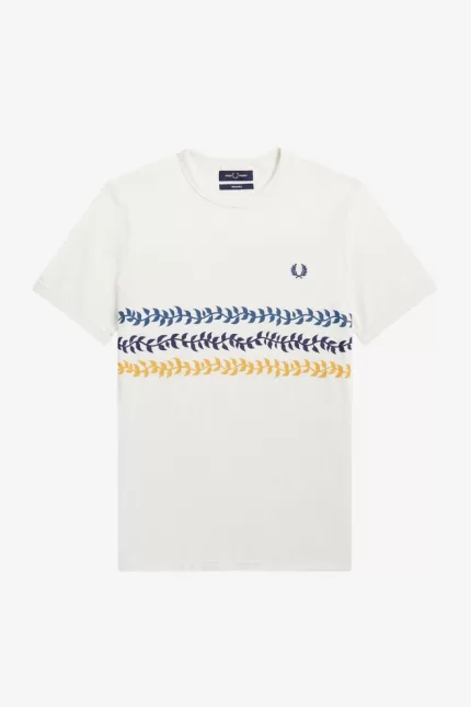 Fred Perry Vine Graphic Men’s T-Shirt Snow White | KMBNA3629