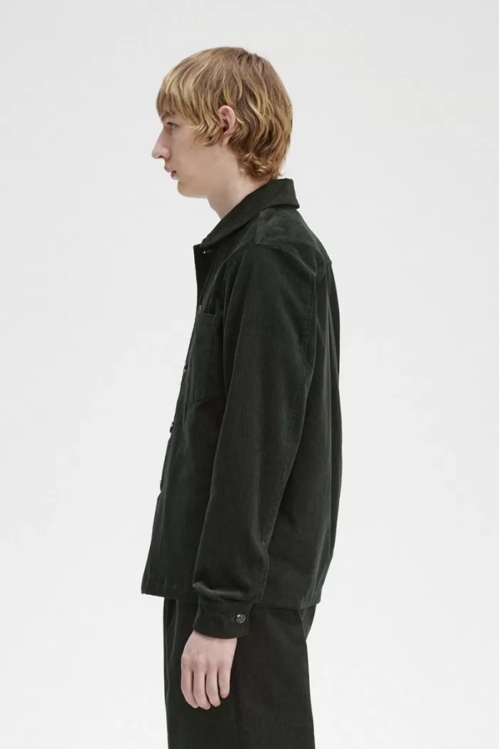 Fred Perry Waffle Cord Men’s Shirt Night Green | BQHDI7094