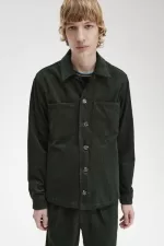 Fred Perry Waffle Cord Men’s Shirt Night Green | BQHDI7094