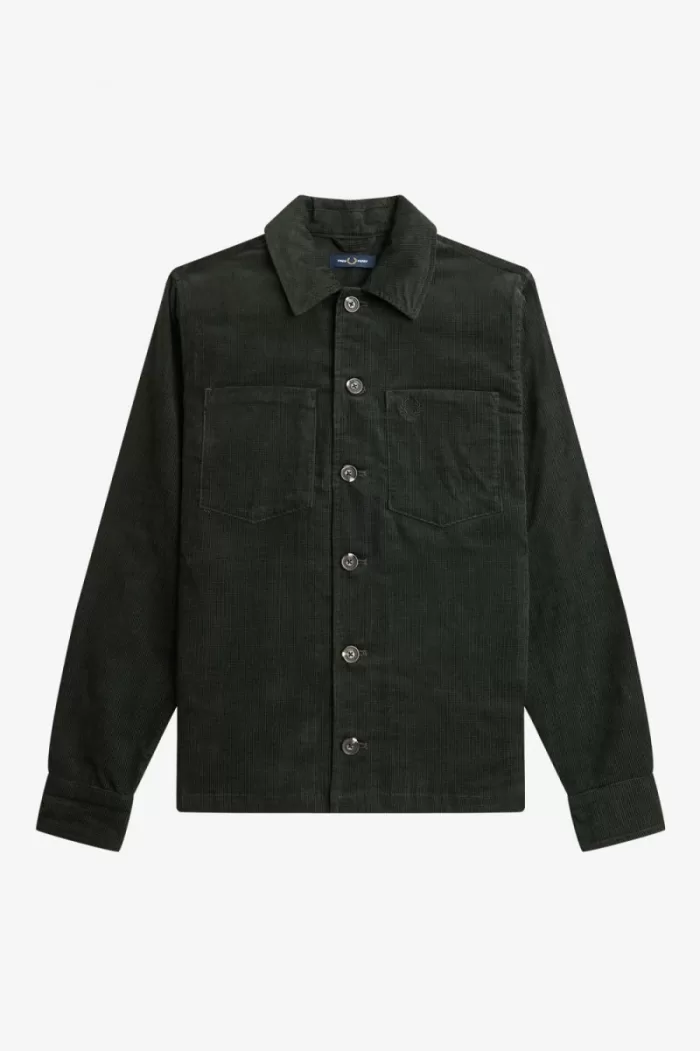 Fred Perry Waffle Cord Men’s Shirt Night Green | BQHDI7094