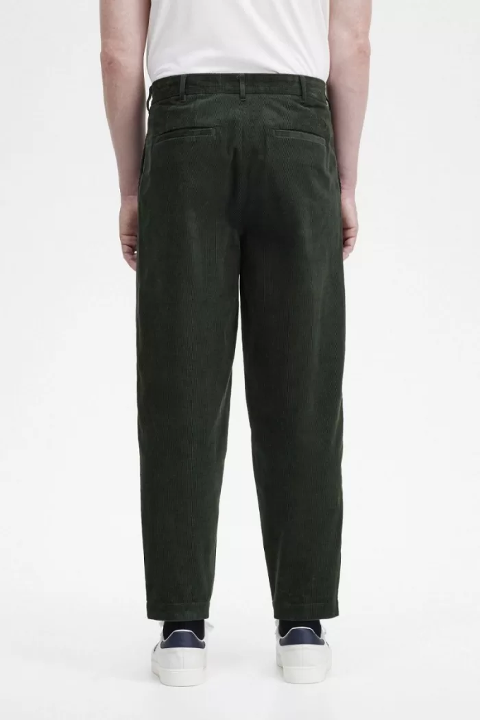 Fred Perry Waffle Cord Tapered Men’s Pants Night Green | WKZAX1365