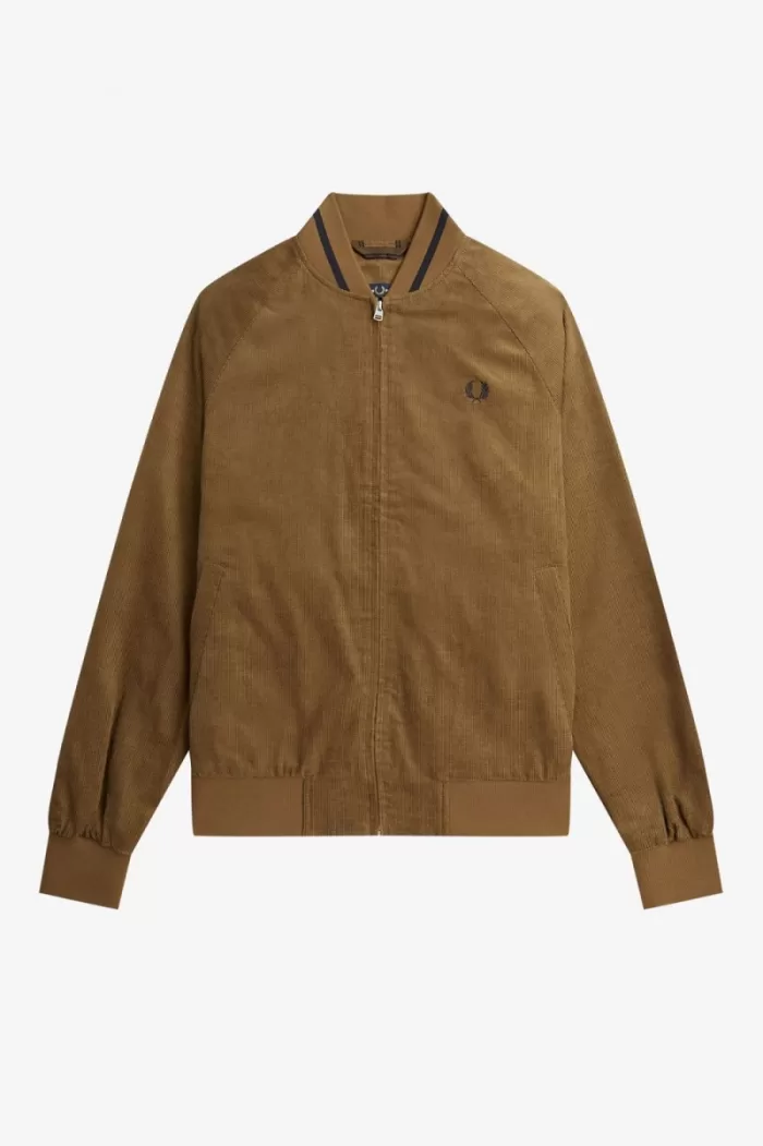 Fred Perry Waffle Cord Tennis Bomber Men’s Jackets Brown | ZISML2863