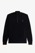 Fred Perry Waffle Stitch Half Zip Men’s Jumper Navy | CSQGU3281