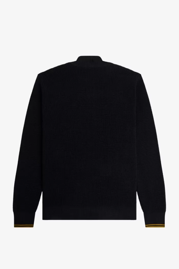 Fred Perry Waffle Stitch Half Zip Men’s Jumper Navy | CSQGU3281