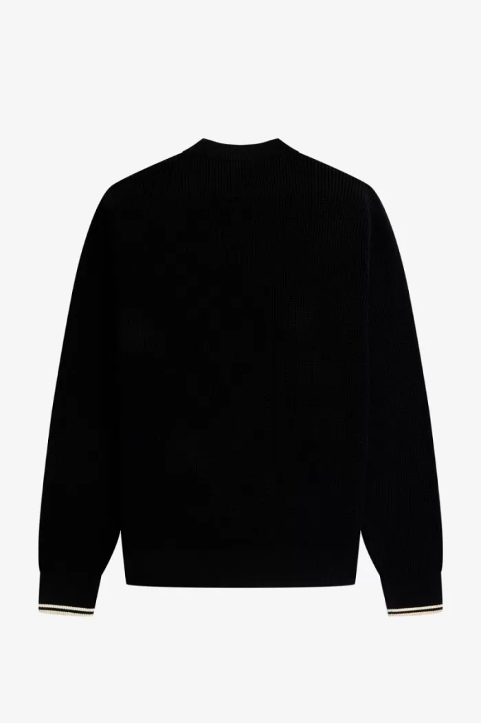 Fred Perry Waffle Stitch Men’s Jumper Black | WQVAU5167