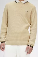 Fred Perry Waffle Stitch Men’s Jumper Oatmeal | XYPRU7250