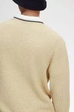 Fred Perry Waffle Stitch Men’s Jumper Oatmeal | XYPRU7250