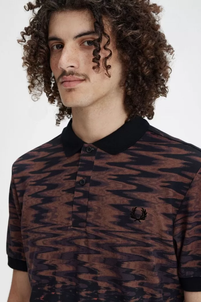 Fred Perry Wave Graphic Men’s Polo Shirt Black | RAMYZ8642