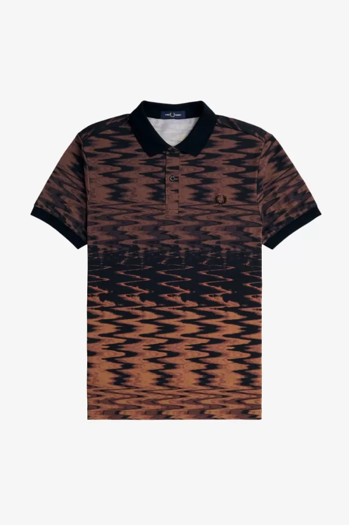 Fred Perry Wave Graphic Men’s Polo Shirt Black | RAMYZ8642