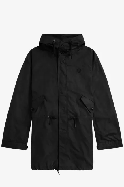 Fred Perry Waxed Cotton Men’s Parka Black | SCOID8041