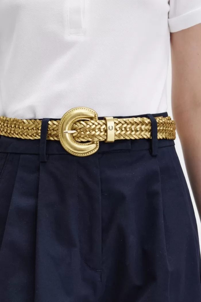 Fred Perry Woven Leather Women’s Belts Gold | FVGYC2603