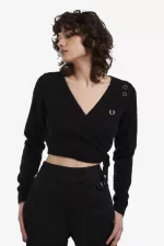 Fred Perry Wrap Women’s Cardigan Black | IQYMZ9261