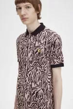 Fred Perry Zebra Print Men’s Shirt Dusty Rose Pink | JACBQ7532