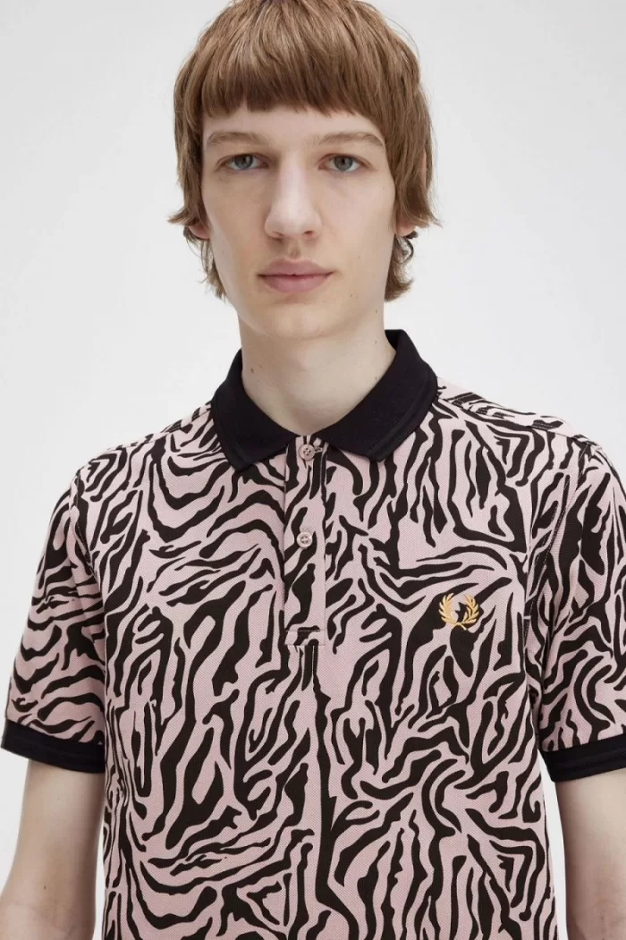 Fred Perry Zebra Print Men’s Shirt Dusty Rose Pink | JACBQ7532