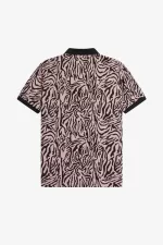 Fred Perry Zebra Print Men’s Shirt Dusty Rose Pink | JACBQ7532