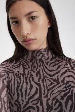 Fred Perry Zebra Print Mesh Women’s Dress Dusty Rose Pink | EGLJP9784