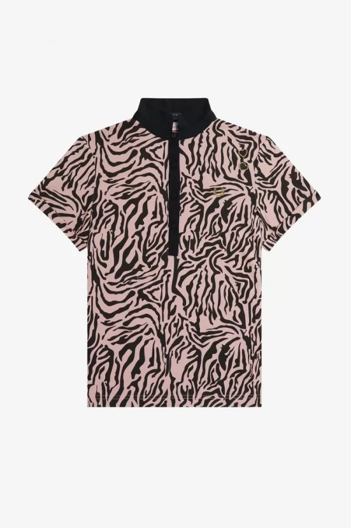 Fred Perry Zebra Print Women’s Polo Shirt Dusty Rose Pink | DOUXJ4975