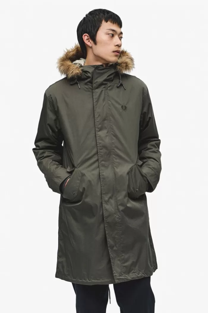 Fred Perry Zip-In Liner Men’s Parka Field Green | WGCSO7526