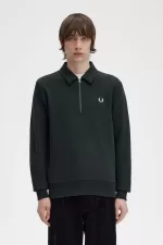 Fred Perry Zip Neck Collar Men’s Sweatshirts Night Green | MLUHF0326