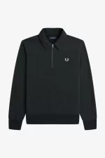 Fred Perry Zip Neck Collar Men’s Sweatshirts Night Green | MLUHF0326