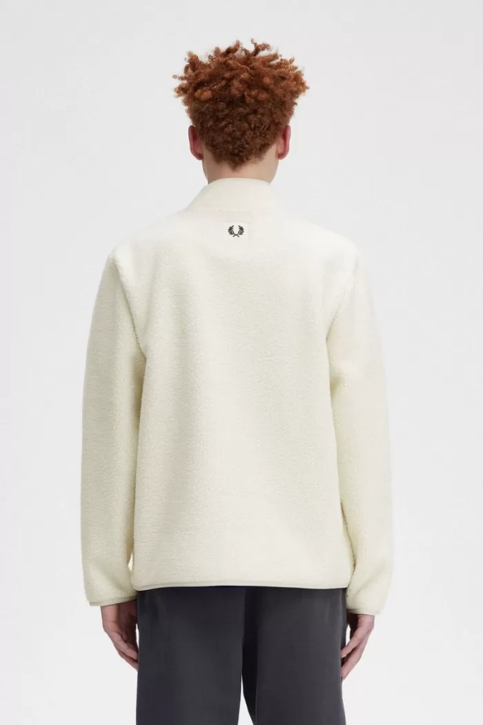 Fred Perry Zip Through Borg Fleece Men’s Sweatshirts Beige | KGYHV5317