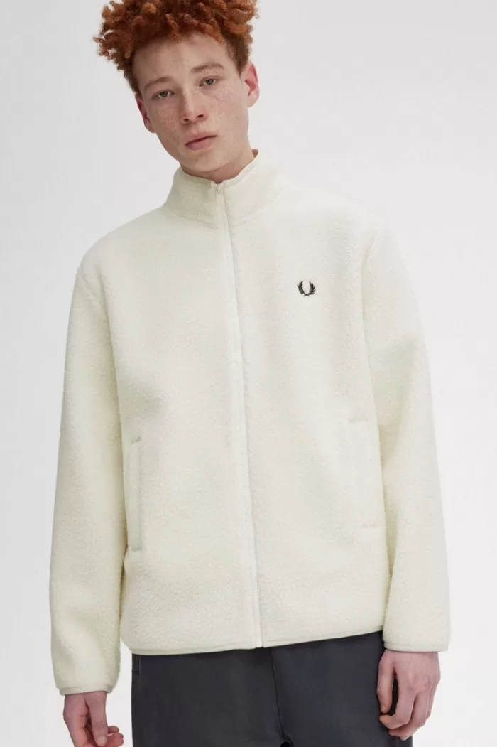 Fred Perry Zip Through Borg Fleece Men’s Sweatshirts Beige | KGYHV5317