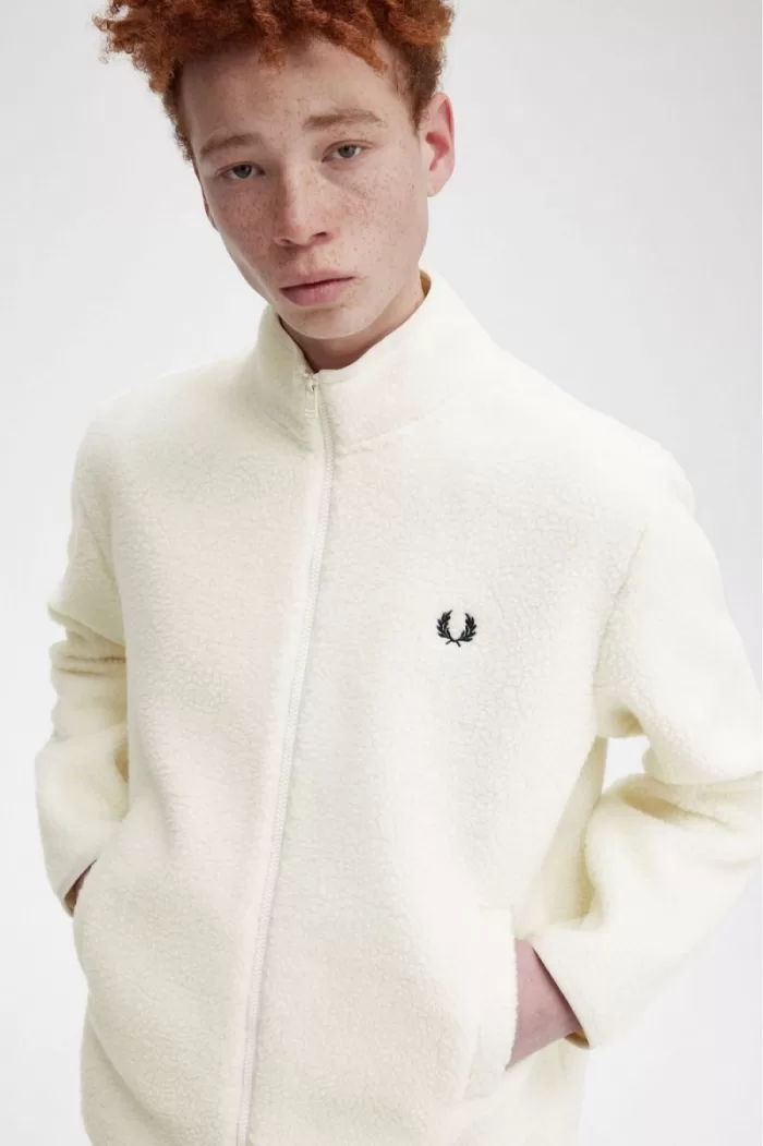 Fred Perry Zip Through Borg Fleece Men’s Sweatshirts Beige | KGYHV5317