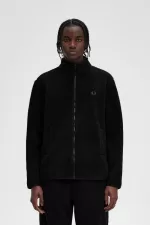 Fred Perry Zip Through Borg Fleece Men’s Sweatshirts Black | VXKCW5983