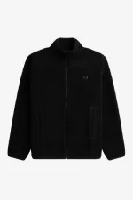 Fred Perry Zip Through Borg Fleece Men’s Sweatshirts Black | VXKCW5983