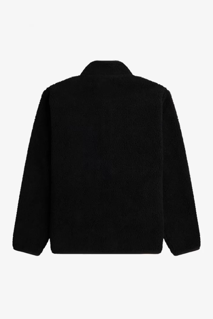 Fred Perry Zip Through Borg Fleece Men’s Sweatshirts Black | VXKCW5983