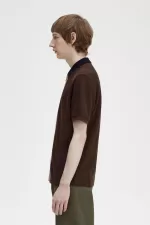 Fred Perry Zip Through Men’s Polo Shirt Burnt Tobacco | ZBOTJ6051