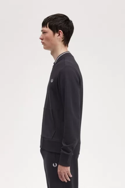 Fred Perry Zip Through Men’s Sweatshirts Black | TQSNX6148