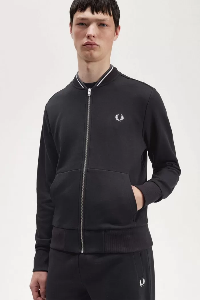 Fred Perry Zip Through Men’s Sweatshirts Black | TQSNX6148