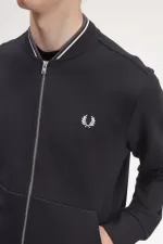 Fred Perry Zip Through Men’s Sweatshirts Black | TQSNX6148