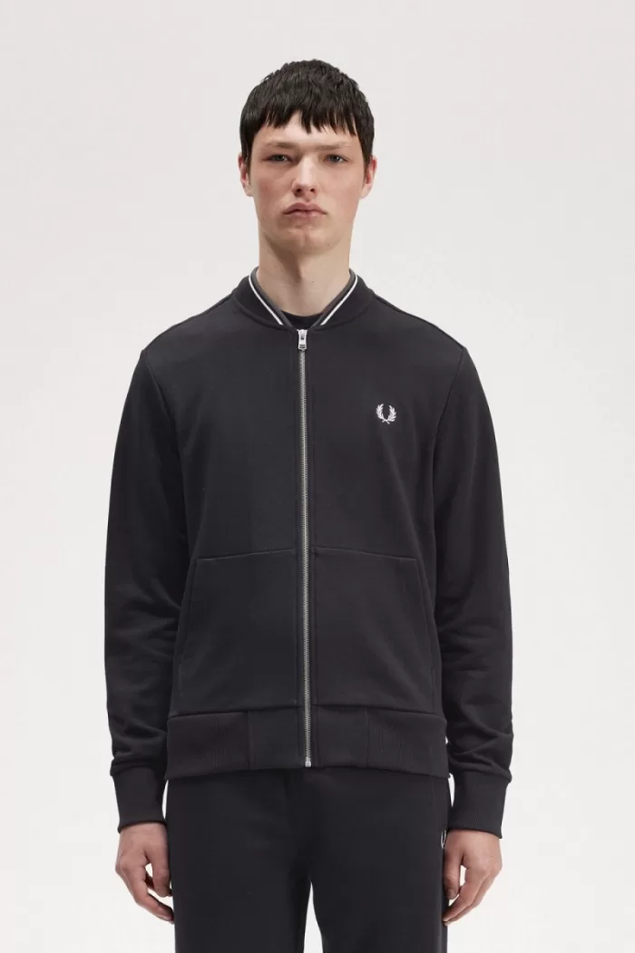 Fred Perry Zip Through Men’s Sweatshirts Black | TQSNX6148