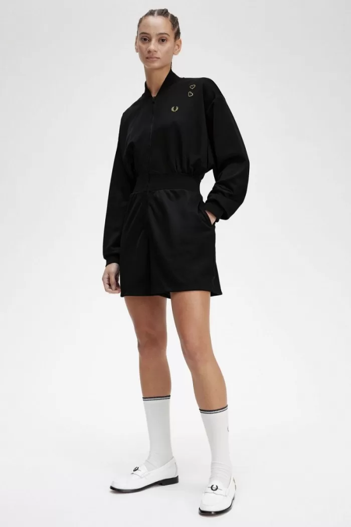 Fred Perry Zip-Through Playsuit Women’s Dress Black | JUCTX7584