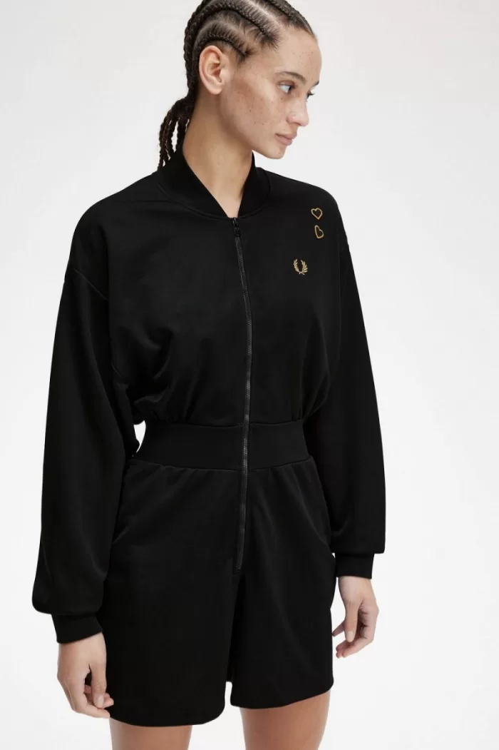 Fred Perry Zip-Through Playsuit Women’s Dress Black | JUCTX7584